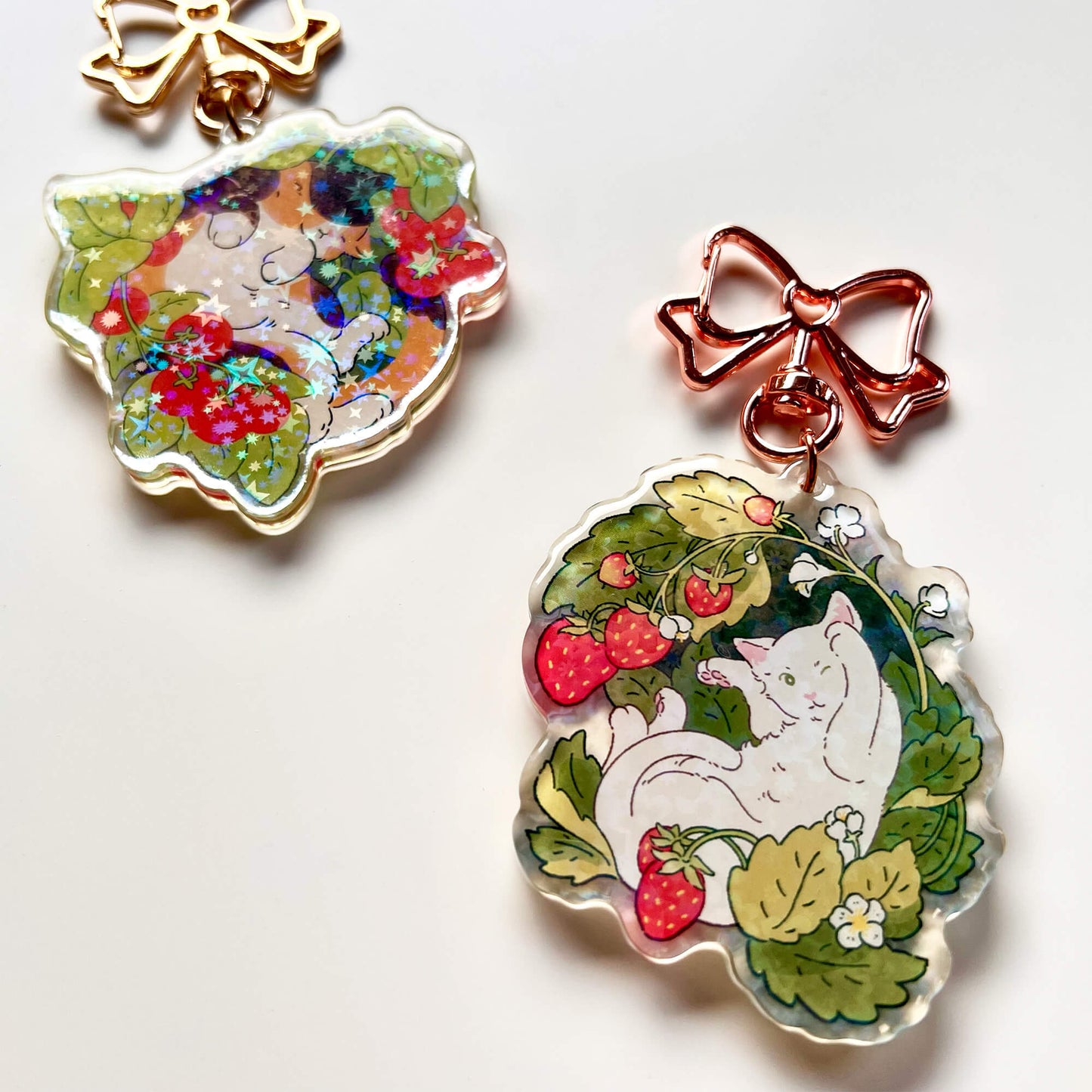 Fruit Salad Cats Holographic Keychains