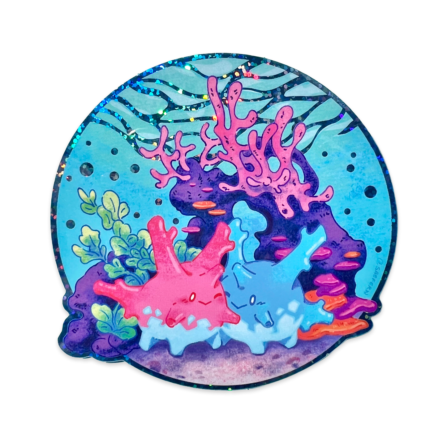 Corsola Couple Glitter Sticker