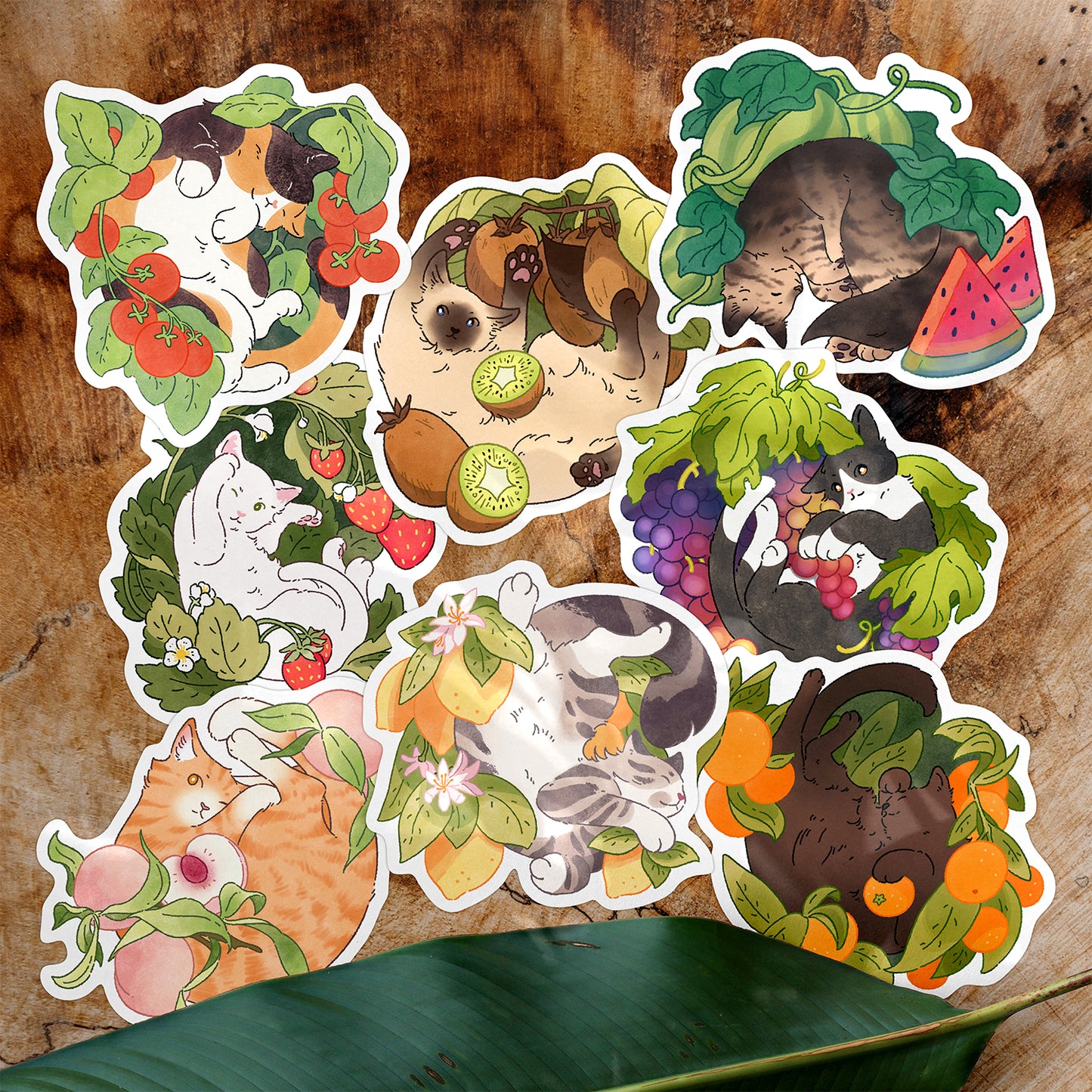 Fruit Salad Cat Stickers