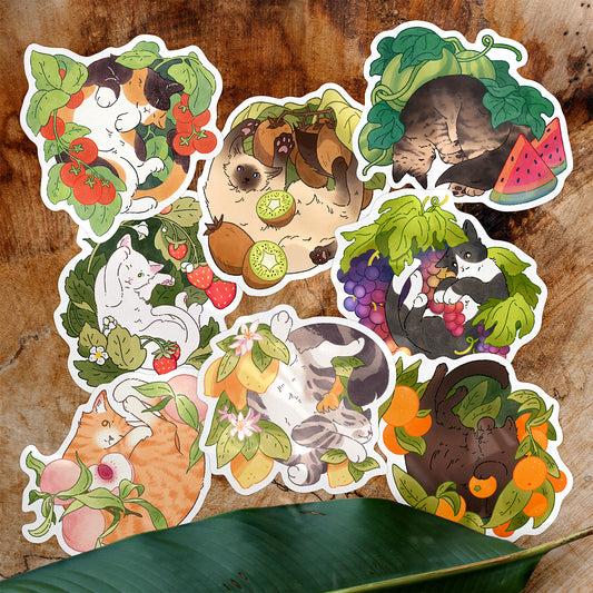 Fruit Salad Cat Stickers
