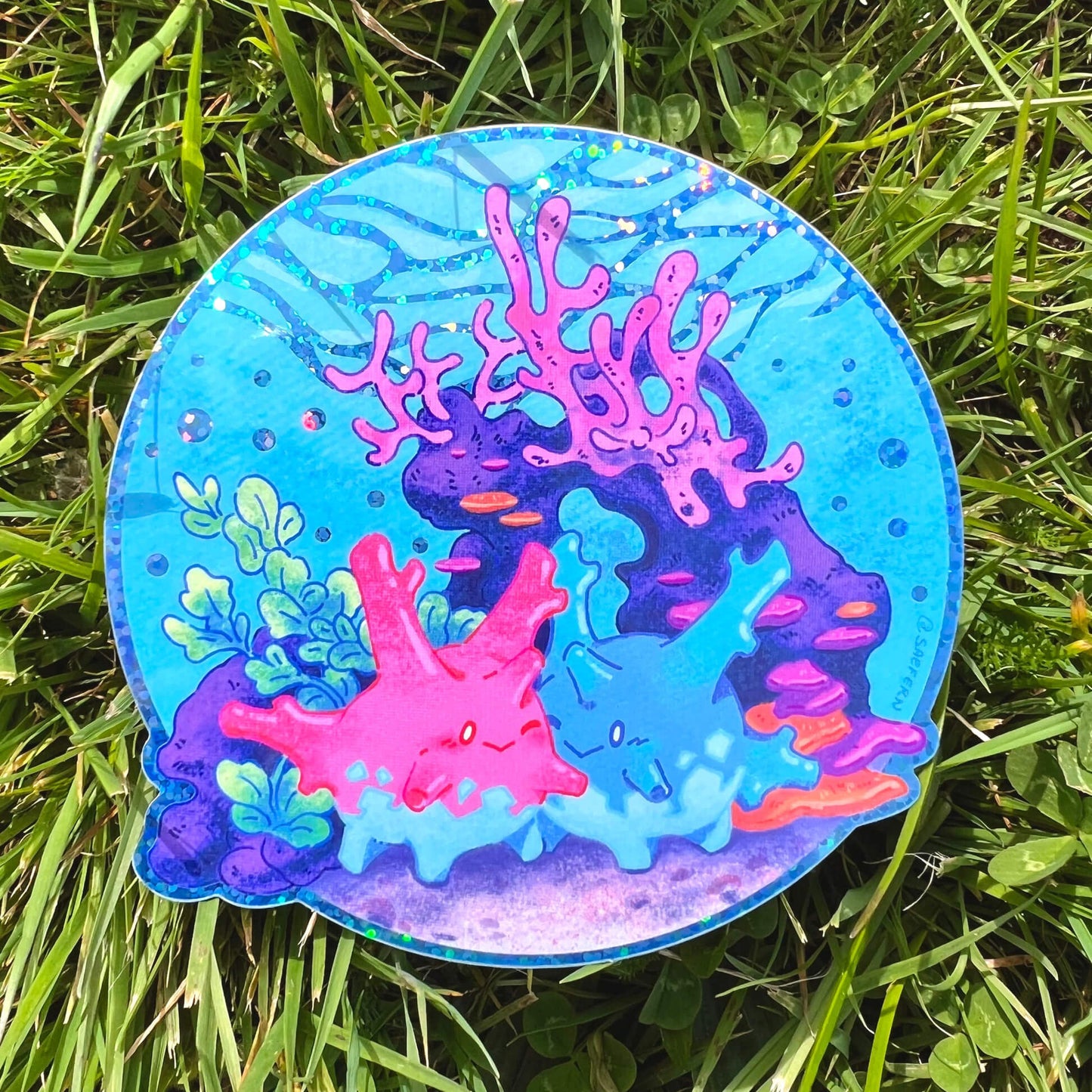 Corsola Couple Glitter Sticker