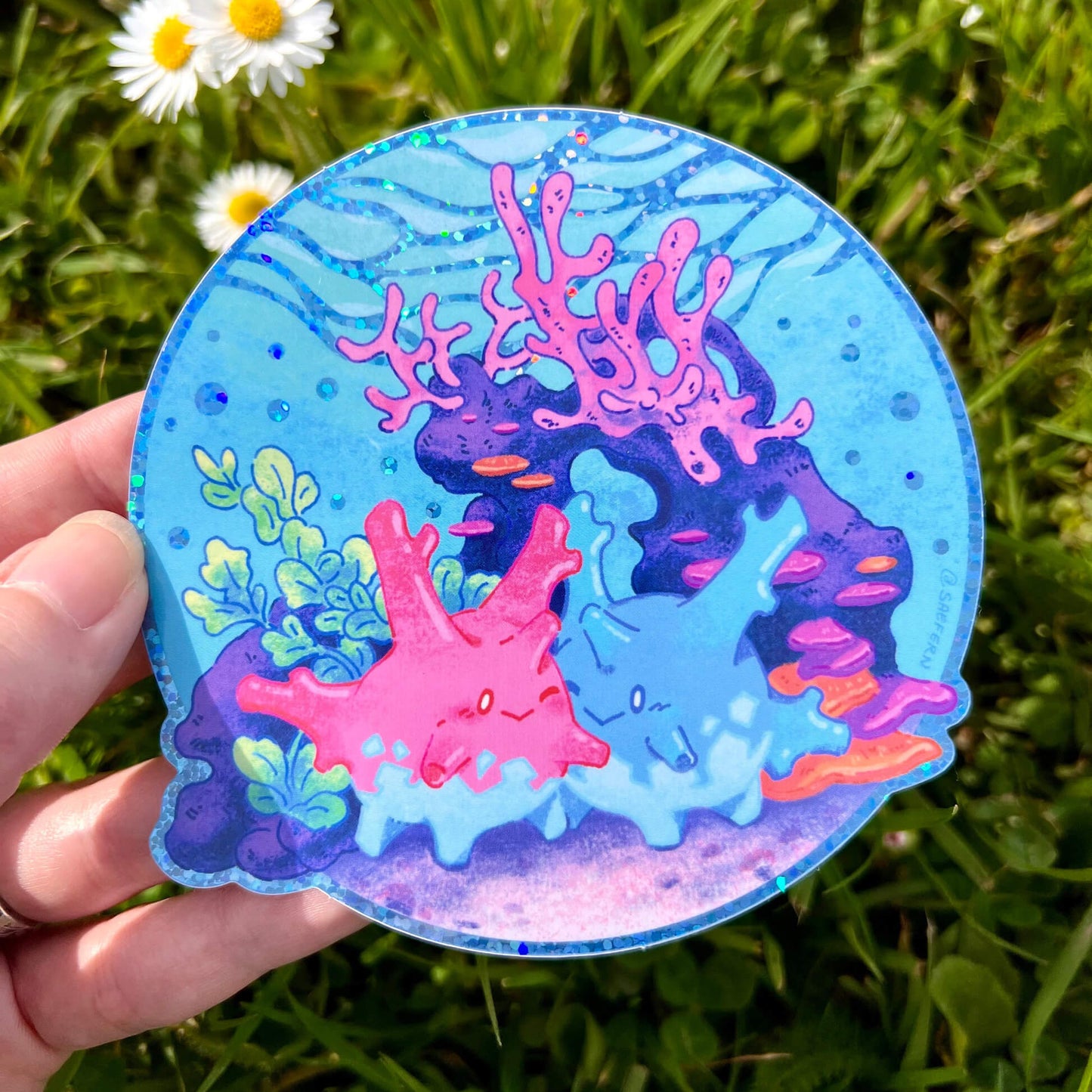 Corsola Couple Glitter Sticker