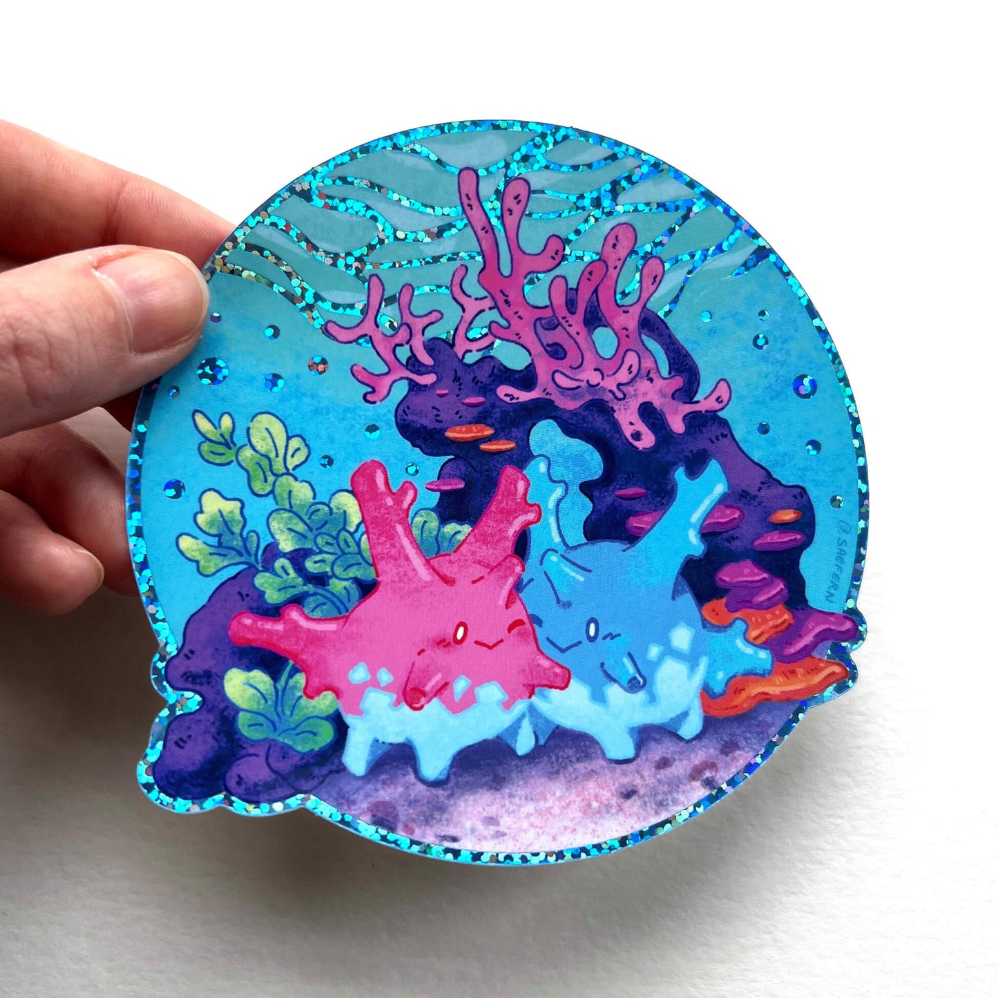 Corsola Couple Glitter Sticker