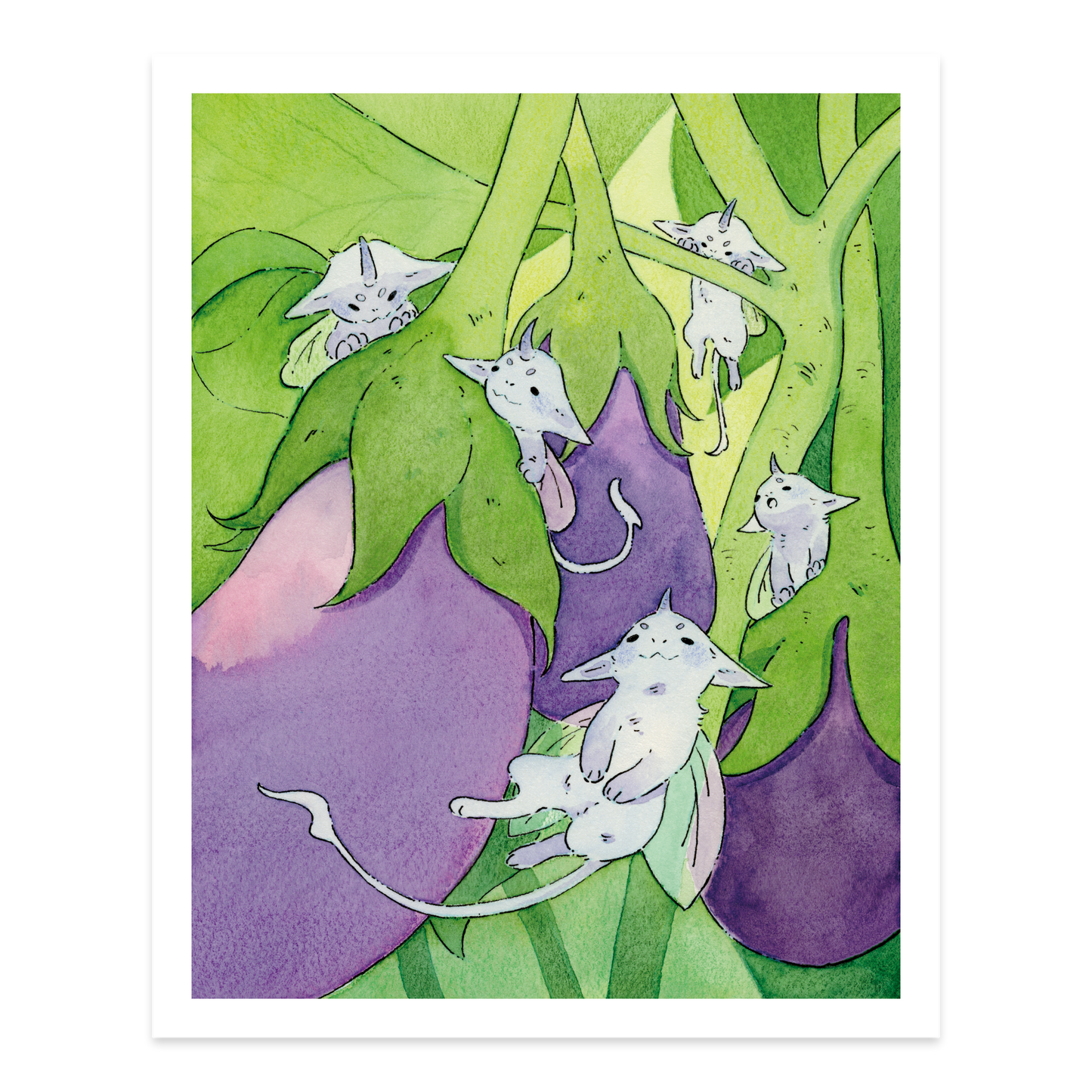 Eggplant Imps Art Print