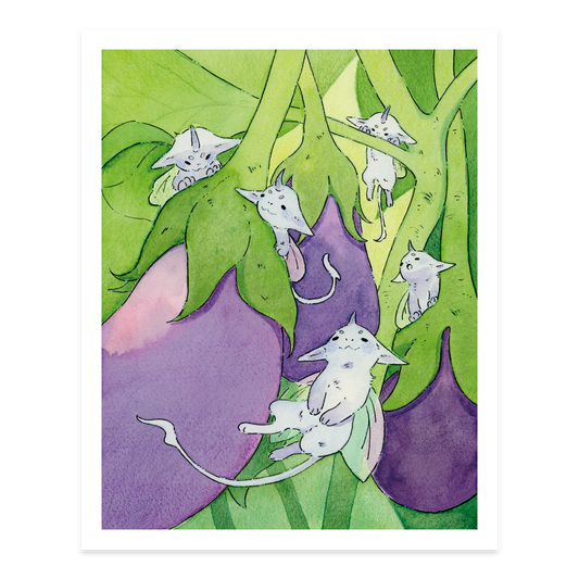 Eggplant Imps Art Print