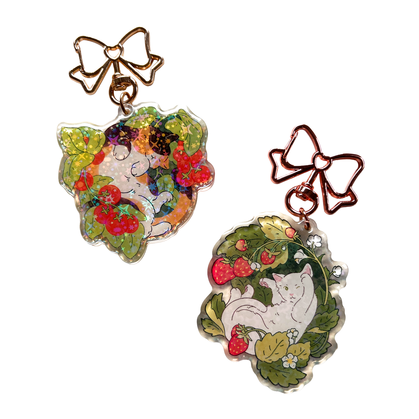 Fruit Salad Cats Holographic Keychains